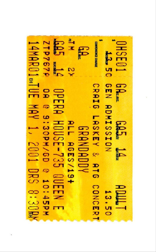 Original Grandaddy Vintage Concert Ticket Stub Opera House (Toronto, 2001)