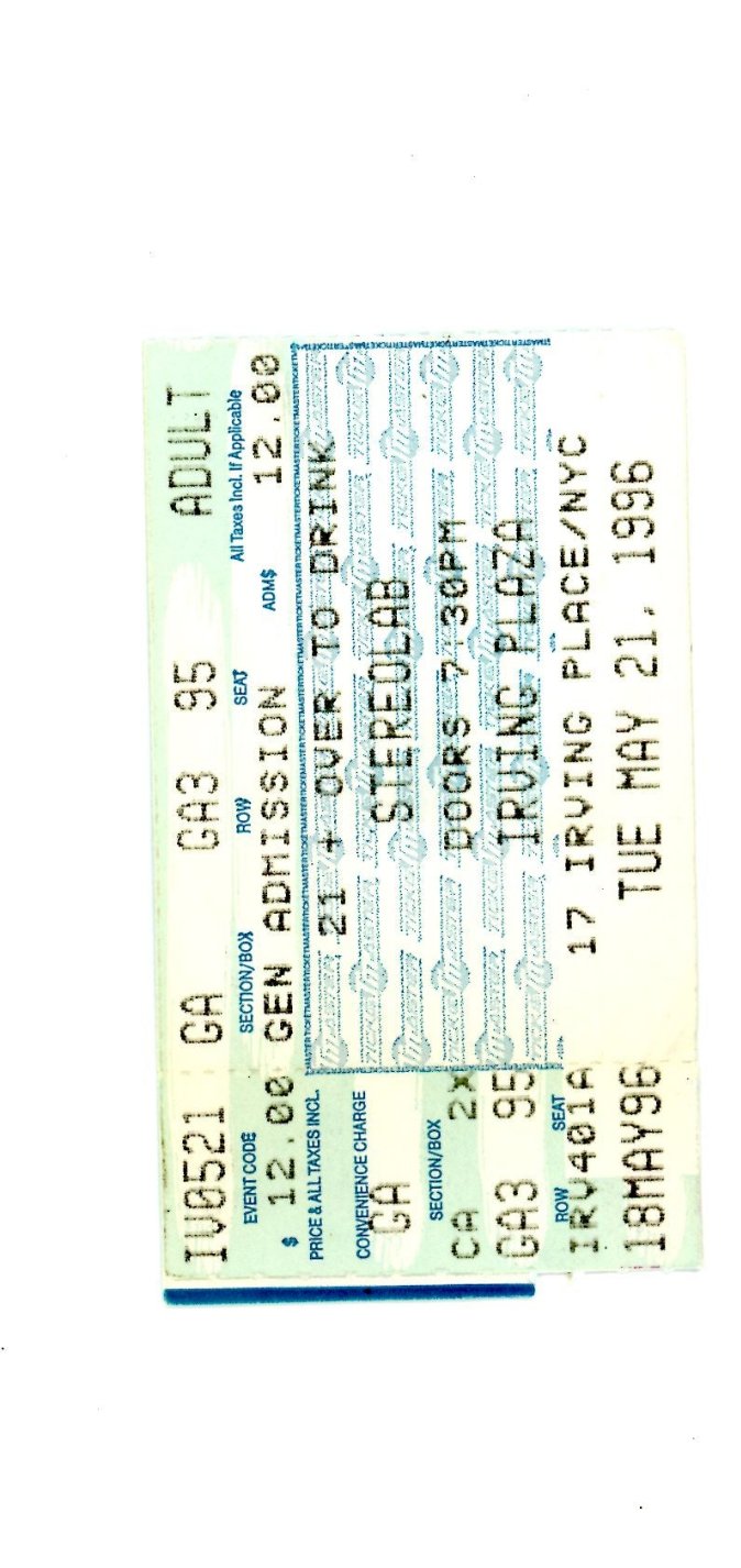 Original Stereolab Vintage Concert Ticket Irving Plaza (New York, 1997)