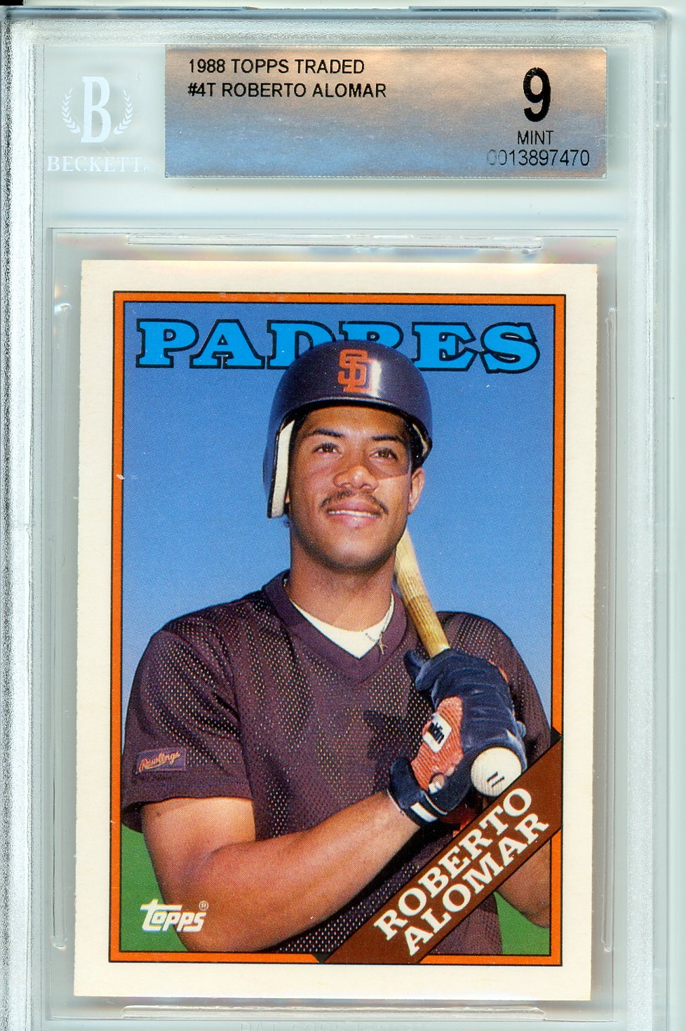 1988 Topps Traded #4T Roberto Alomar Rookie Card BGS 9
