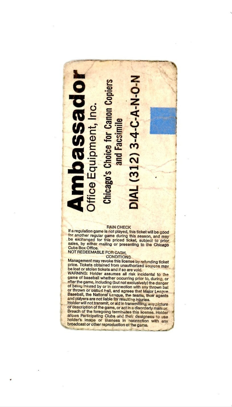 San Diego Padres VS Chicago Cubs Baseball Game Vintage Ticket Stub (Wrigley Field, 1990)