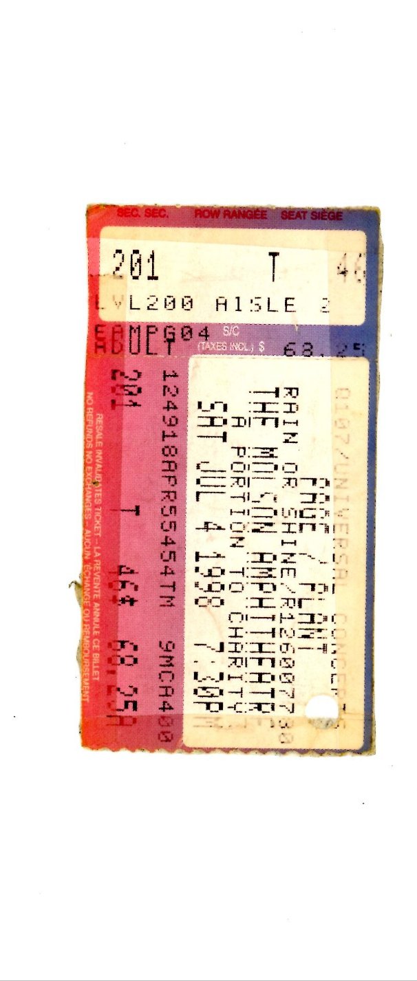 Original Robert Plant Jimmy Page Concert Ticket Stub Molson Amphitheatre (Toronto, 1998)