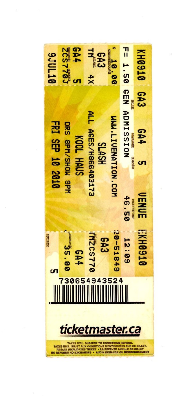 SLASH Vintage Concert Ticket Stub Scotiabank Arena (Toronto, 2019)
