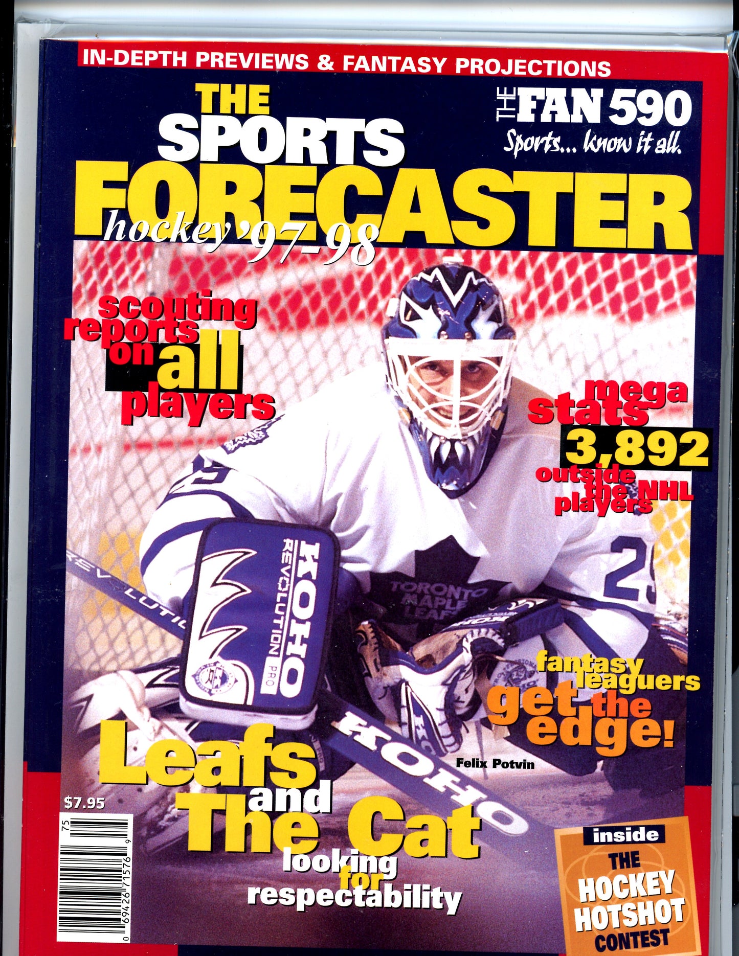 The Sports Forecaster Hockey (1997-98 Yearbook) Felix Potvin Maple Leafs