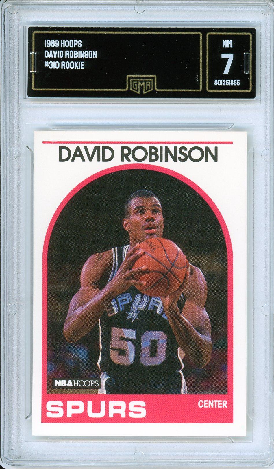 1989 Hoops #310 David Robinson Rookie Card GMA 7