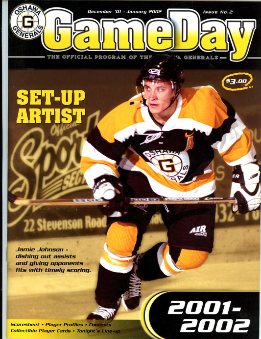 Game Day OHL Oshawa Generals Hockey Magazine (December, 2002) Jamie Johnson