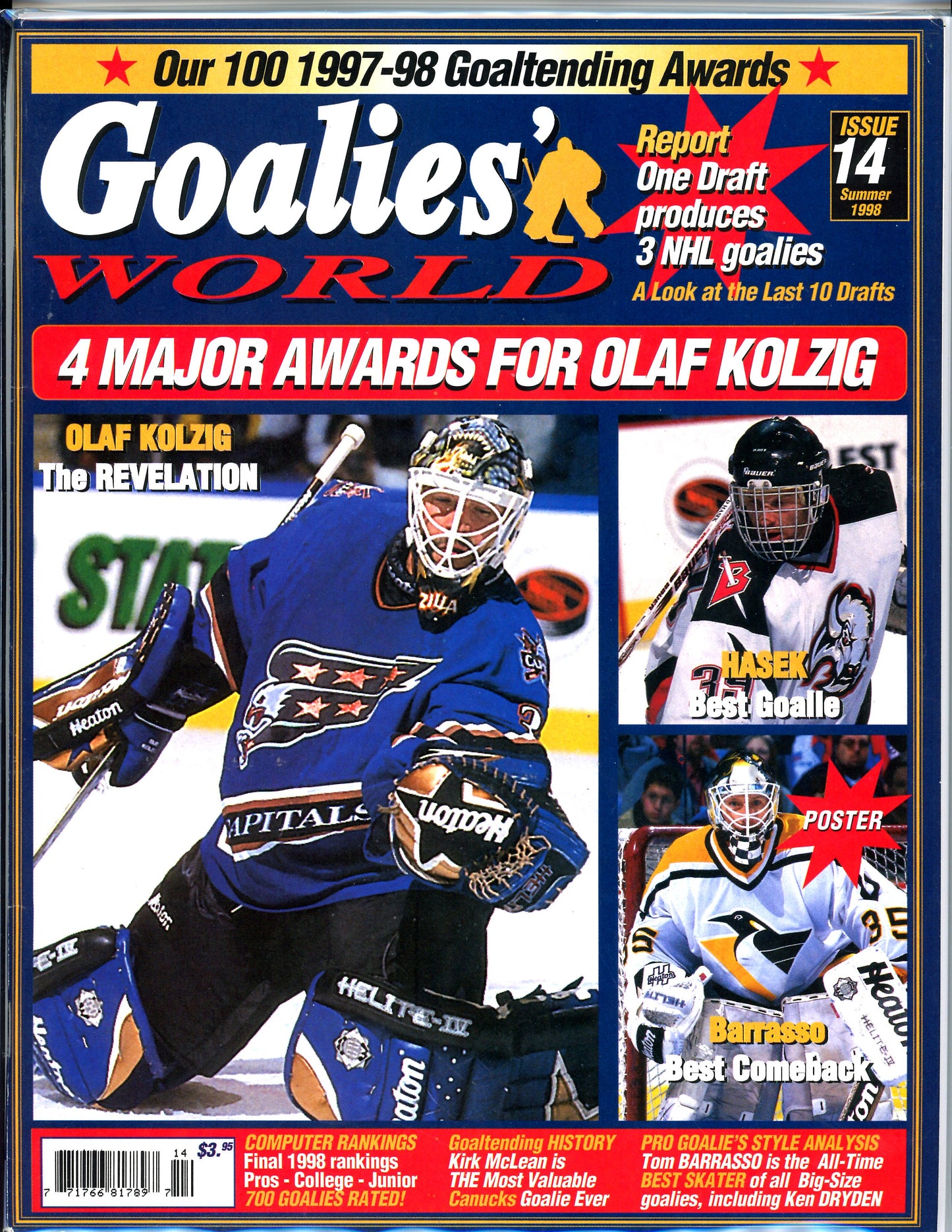 Goalie's World Vintage Hockey Magazine Draft Preview (Summer, 1998) Olaf Kolzig, Dominik Hasek
