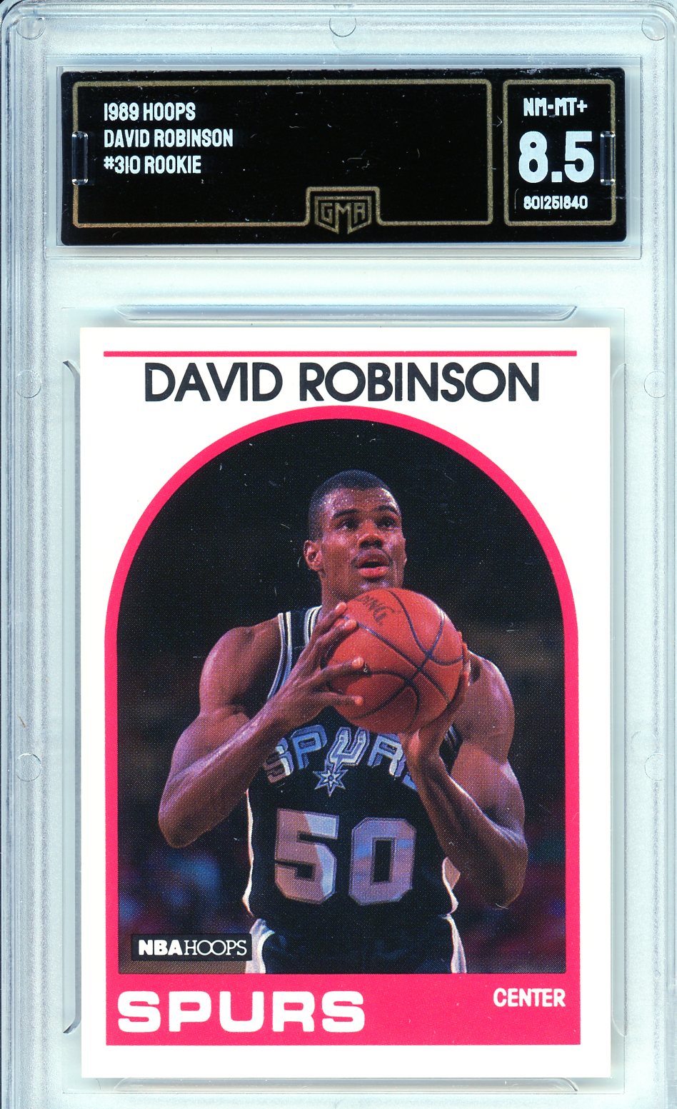 1989 Hoops David Robinson #310 Rookie Card GMA 8.5