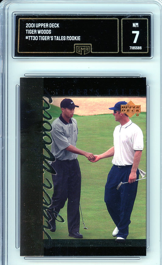 2001 Upper Deck Tiger Woods #TT30 Rookie Card GMA 7