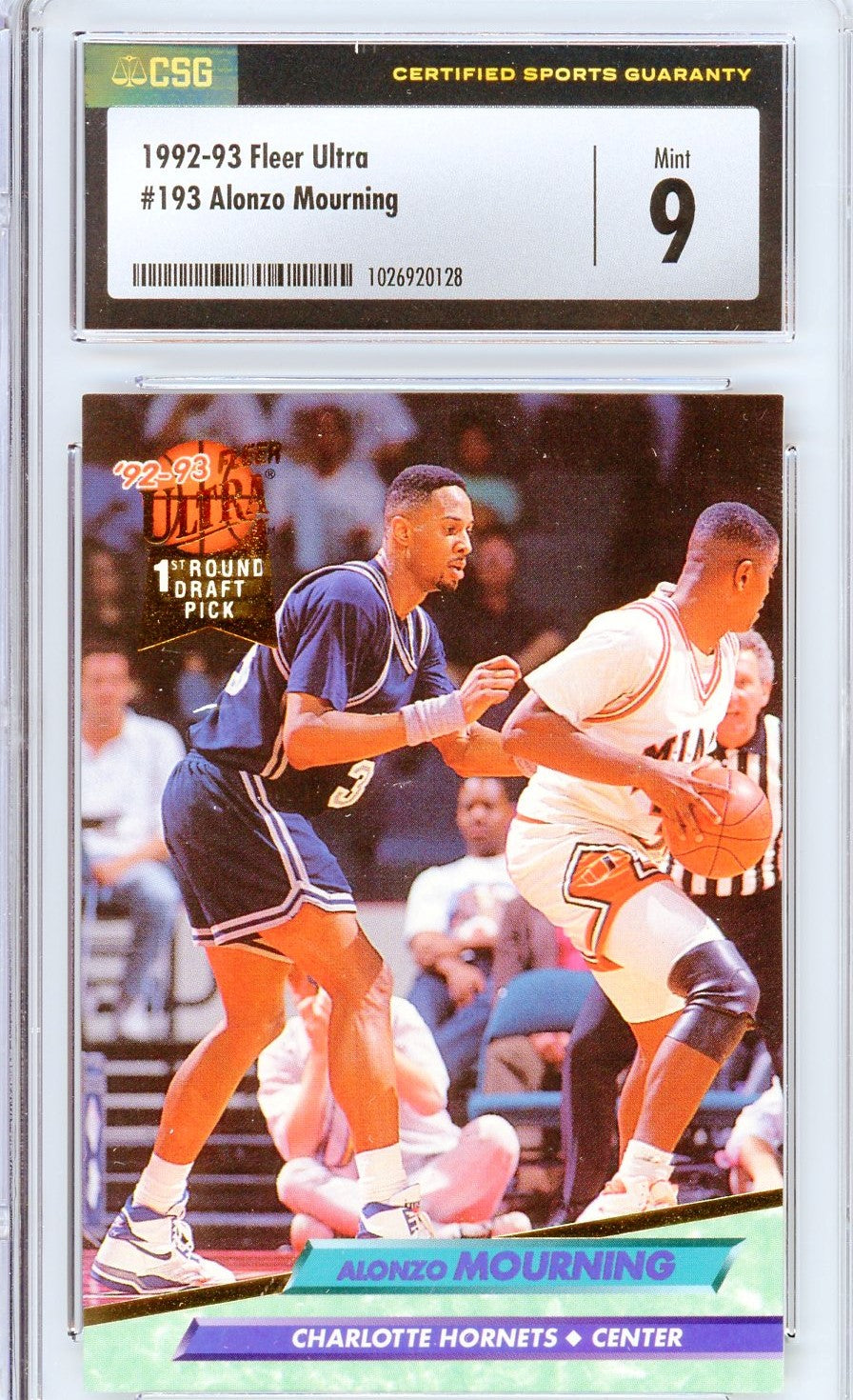 1992-93 Fleer Ultra #193 Alonzo Mourning Rookie Card CSG 9