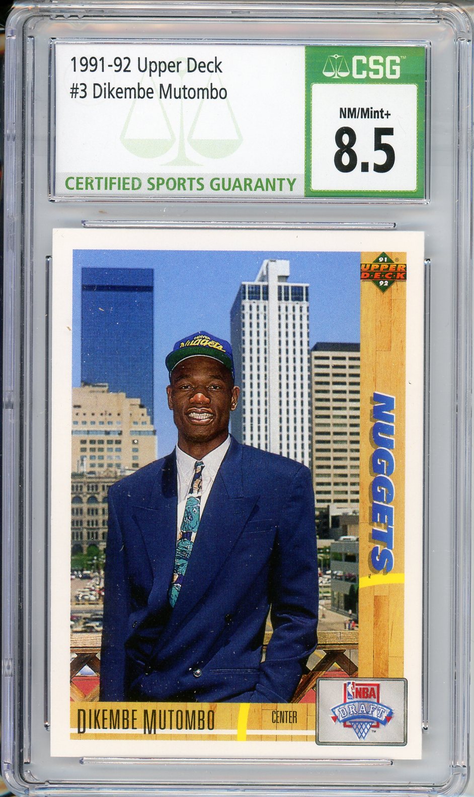 1991-92 Upper Deck #3 Dikembe Mutombo Rookie Card CSG 8.5