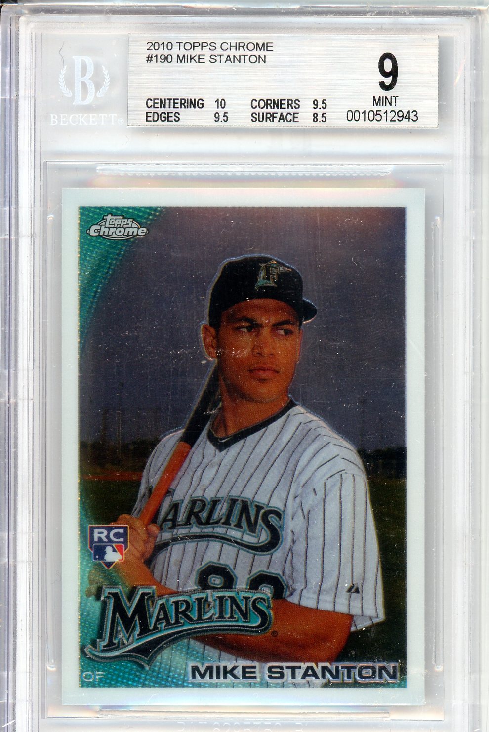 2010 Topps Chrome #190 Mike Stanton Rookie Card BGS 9