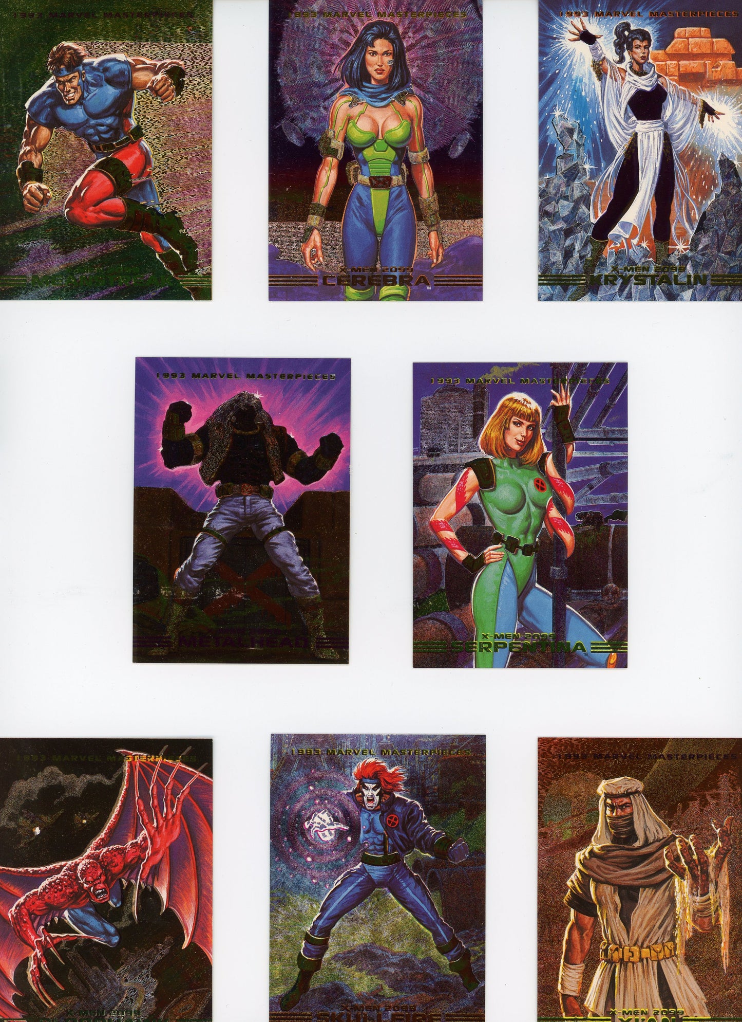 1993 Marvel Dyna-Etch (8 Card Set) Rare Inserts