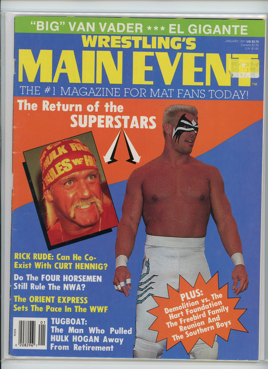 Wrestling's Main Event Magazine (January 1991) Hulk Hogan, Sting