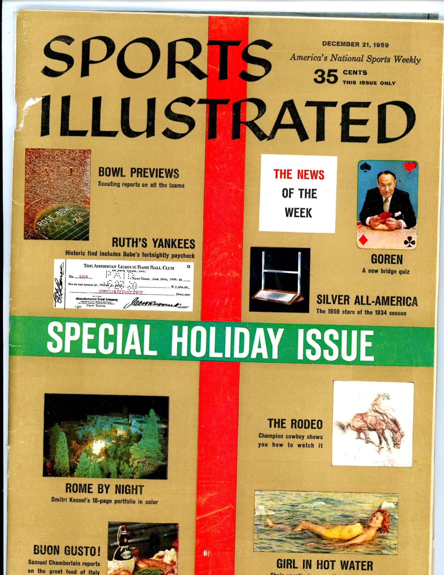 Sports Illustrated Vintage Magazine Rare Newsstand Edition (December 21, 1959) Holiday