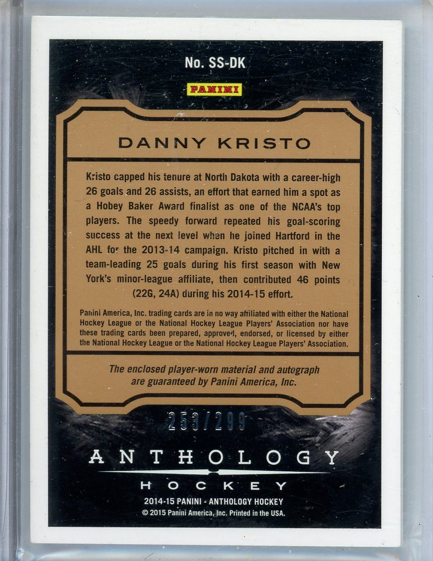 2014/15 Anthology Hockey Sizable Signatures Danny Kristo Auto Jersey Card
