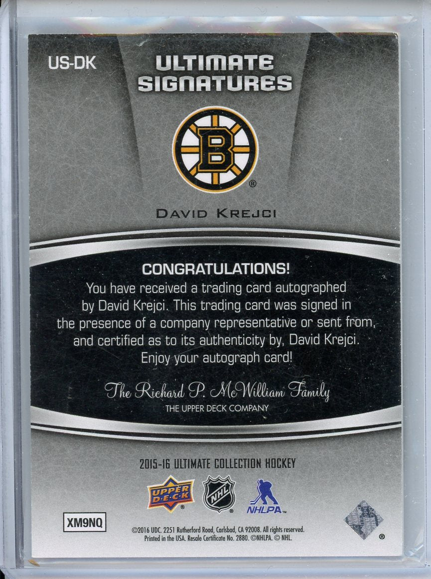 2015/16 Ultimate Signatures David Krejci Autograph Card