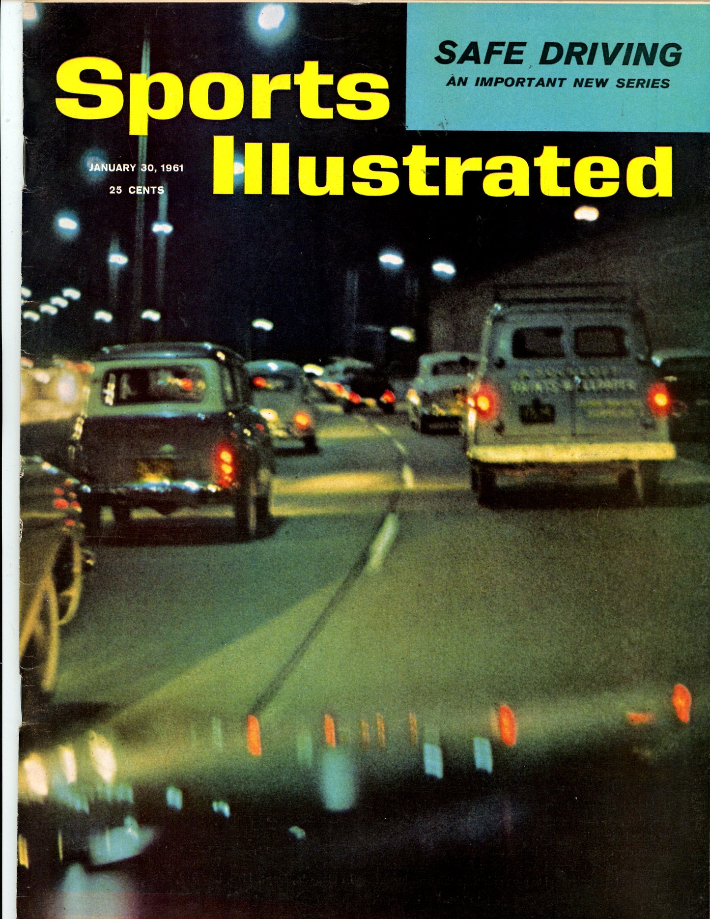 Sports Illustrated Vintage Magazine Rare Newsstand Edition (January 30, 1961) Safe Driving