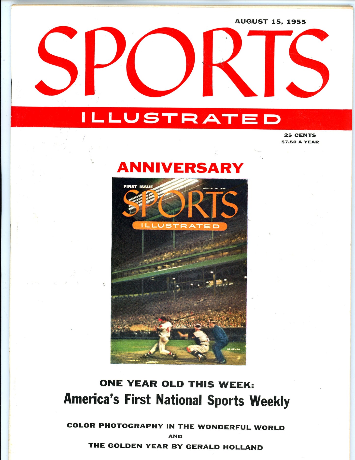 Sports Illustrated Vintage Magazine Rare Newsstand Edition (April 15, 1955) Anniversary