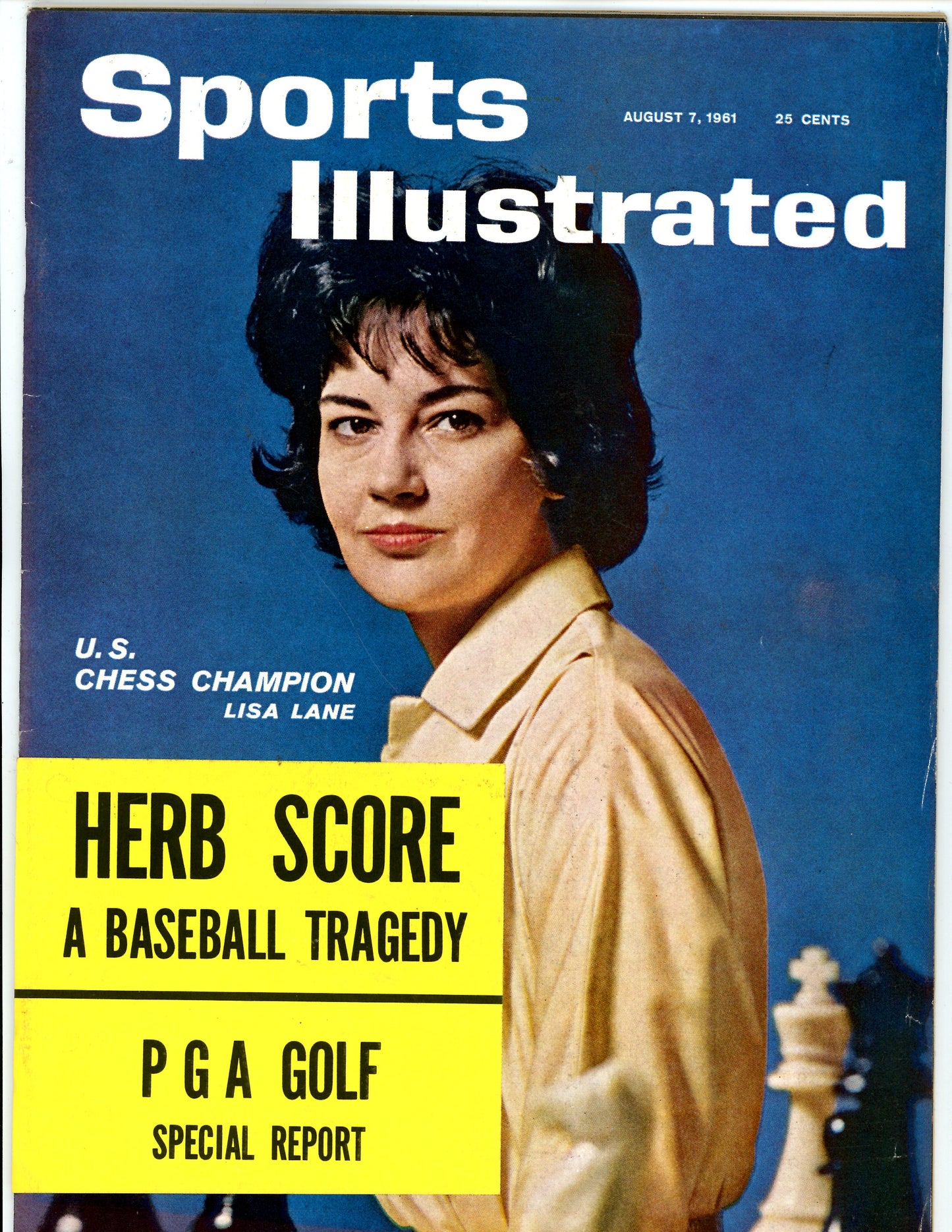 Sports Illustrated Vintage Magazine Rare Newsstand Edition (August 7, 1961) Chess Lisa Lane