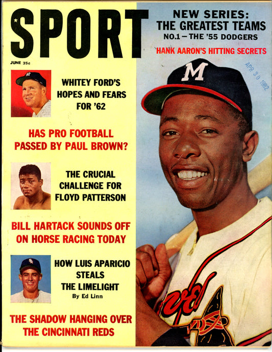 Sport Vintage Magazine Rare Newsstand Edition (June, 1962) Hank Aaron