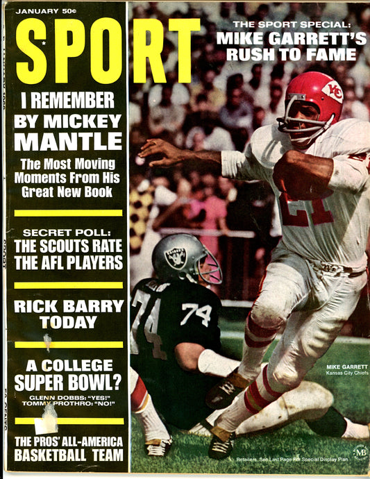 Sport Vintage Magazine Rare Newsstand Edition (January, 1968) Mike Garrett, Mickey Mantle