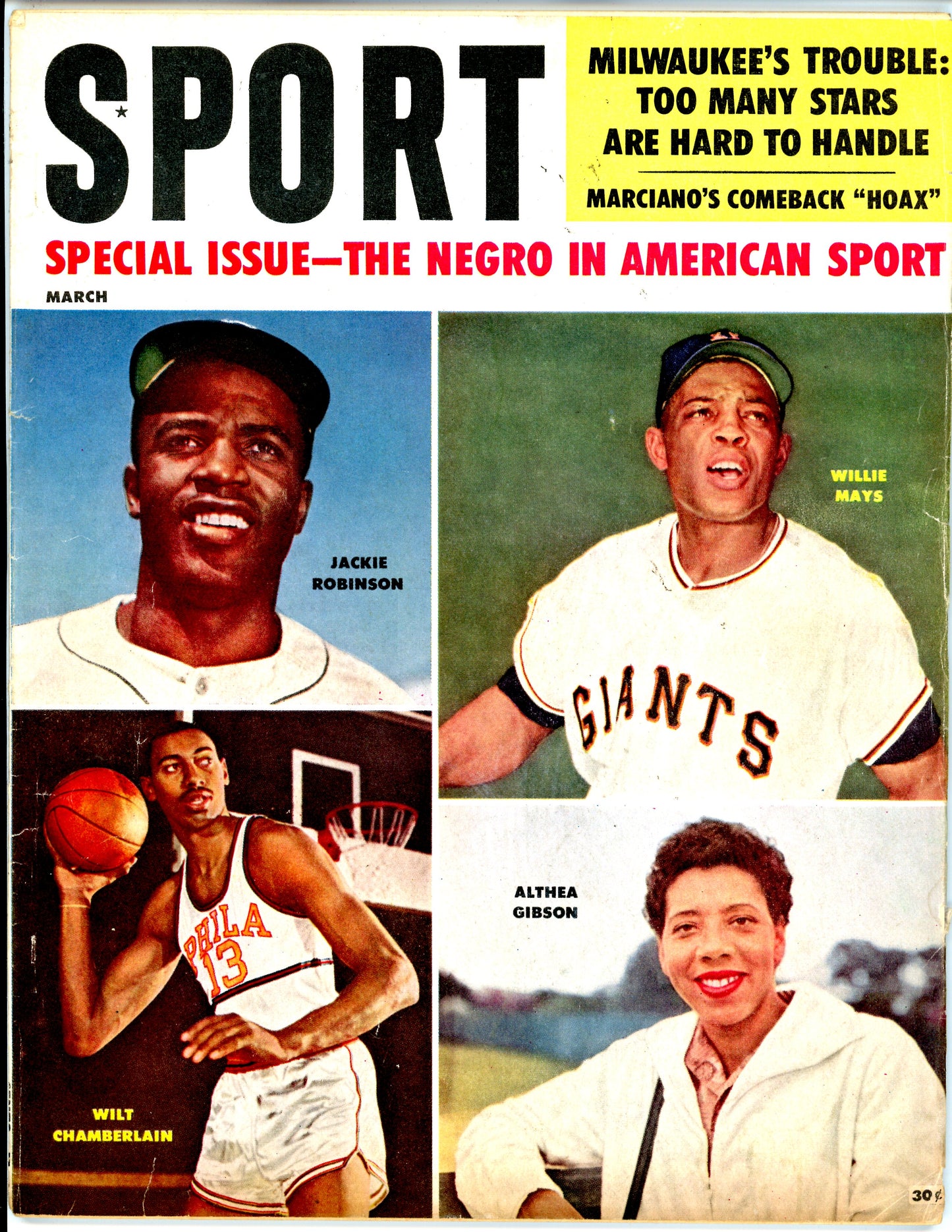 Sport Vintage Magazine Rare Newsstand Edition (March, 1960) Willie Mays, Jackie Robinson
