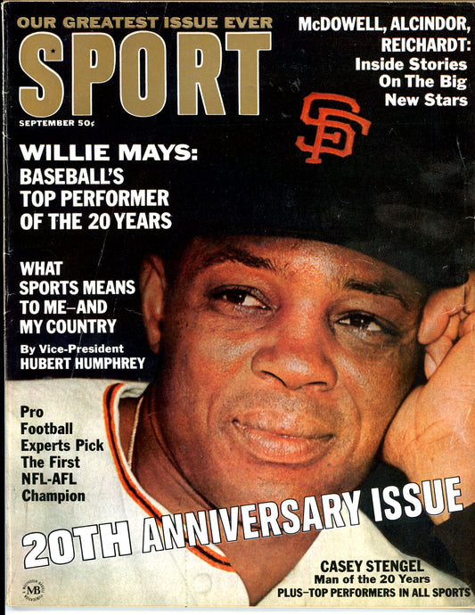 Sport Vintage Magazine Rare Newsstand Edition (September 1968) Willie Mays