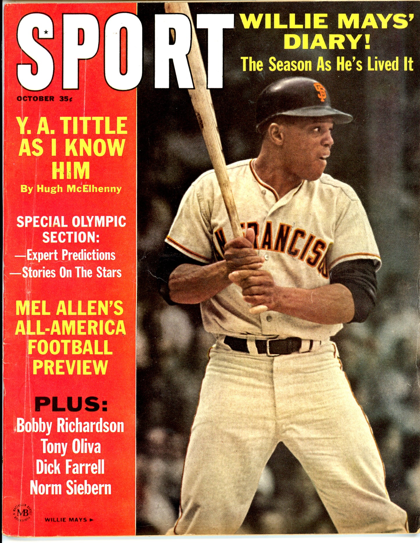 Sport Vintage Magazine Rare Newsstand Edition (October, 1964) Willie Mays