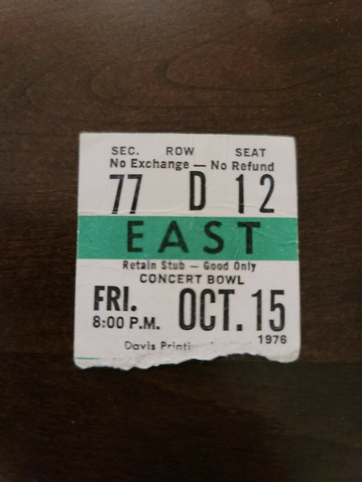 Jeff Beck 1976, Toronto Maple Leaf Gardens Original Concert Ticket Stub