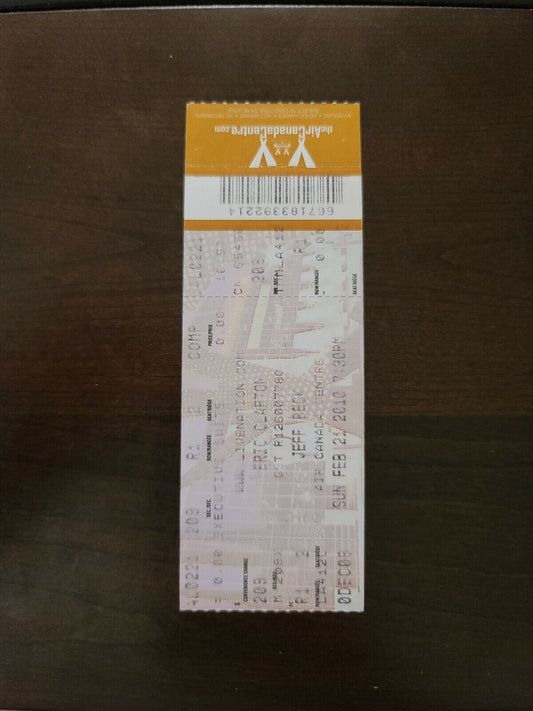 Jeff Beck 2010, Toronto Air Canada Centre Original Concert Ticket Stub