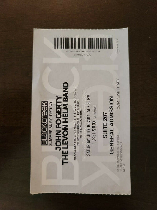 John Fogerty 2011, Toronto York University Original Concert Ticket Stub