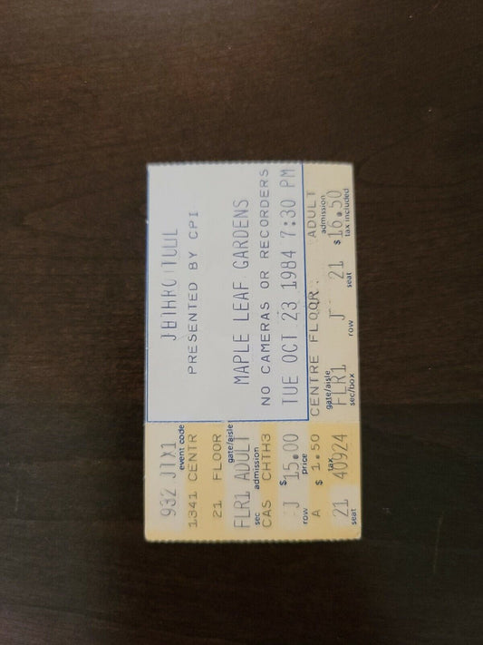 Jethro Tull 1984, Toronto Maple Leaf Gardens Original Concert Ticket Stub