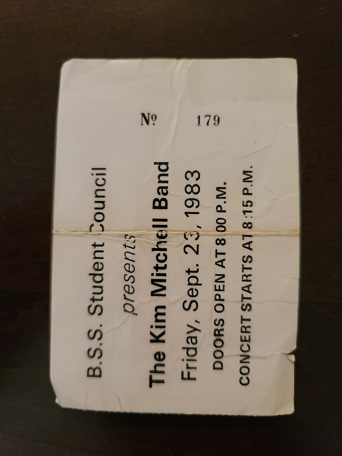 Kim Mitchell 1983, Toronto BSS High School Original Concert Ticket Stub