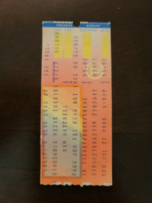 Kim Mitchell 1986, Toronto Kingswood Original Concert Ticket Stub