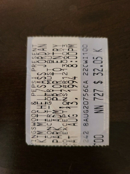 Kim Mitchell Sass Jordan 1994, Toronto Kingswood Original Concert Ticket Stub