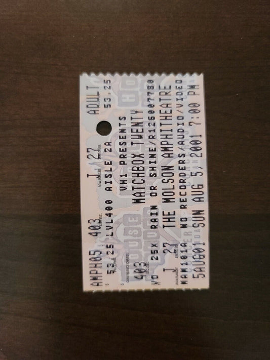 Matchbox Twenty 2001, Toronto Molson Amphitheater Original Concert Ticket Stub