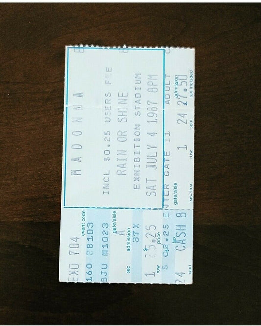 Madonna 1987 Exhibition Stadium Toronto Original Vintage Concert Ticket Stub