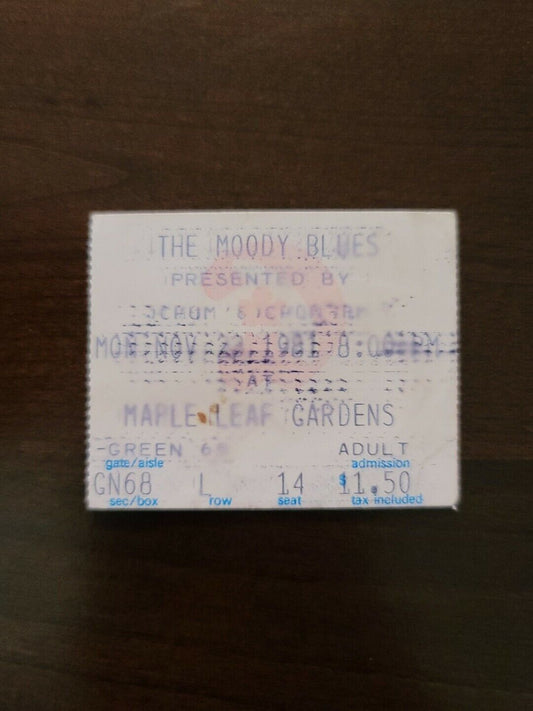 The Moody Blues 1981, Toronto Maple Leaf Gardens Concert Gold Ticket Stub