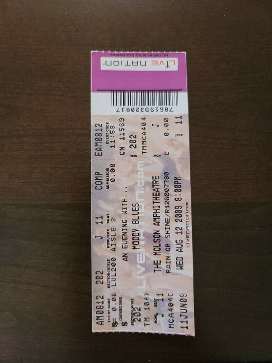 Moody Blues 2009, Toronto Molson Amphitheater Original Concert Ticket Stub