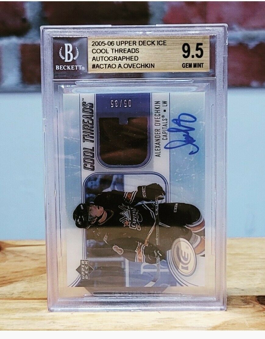 2005/06 Ice Alexander Ovechkin Cool Threads Rookie Autograph Jersey /35 BGS 9.5