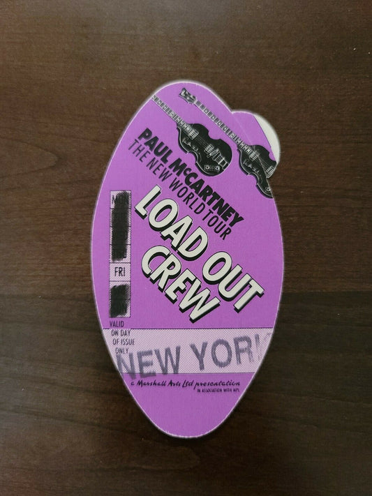 Paul McCartney Madison Square Garden Crew Load Access Pass Concert Ticket