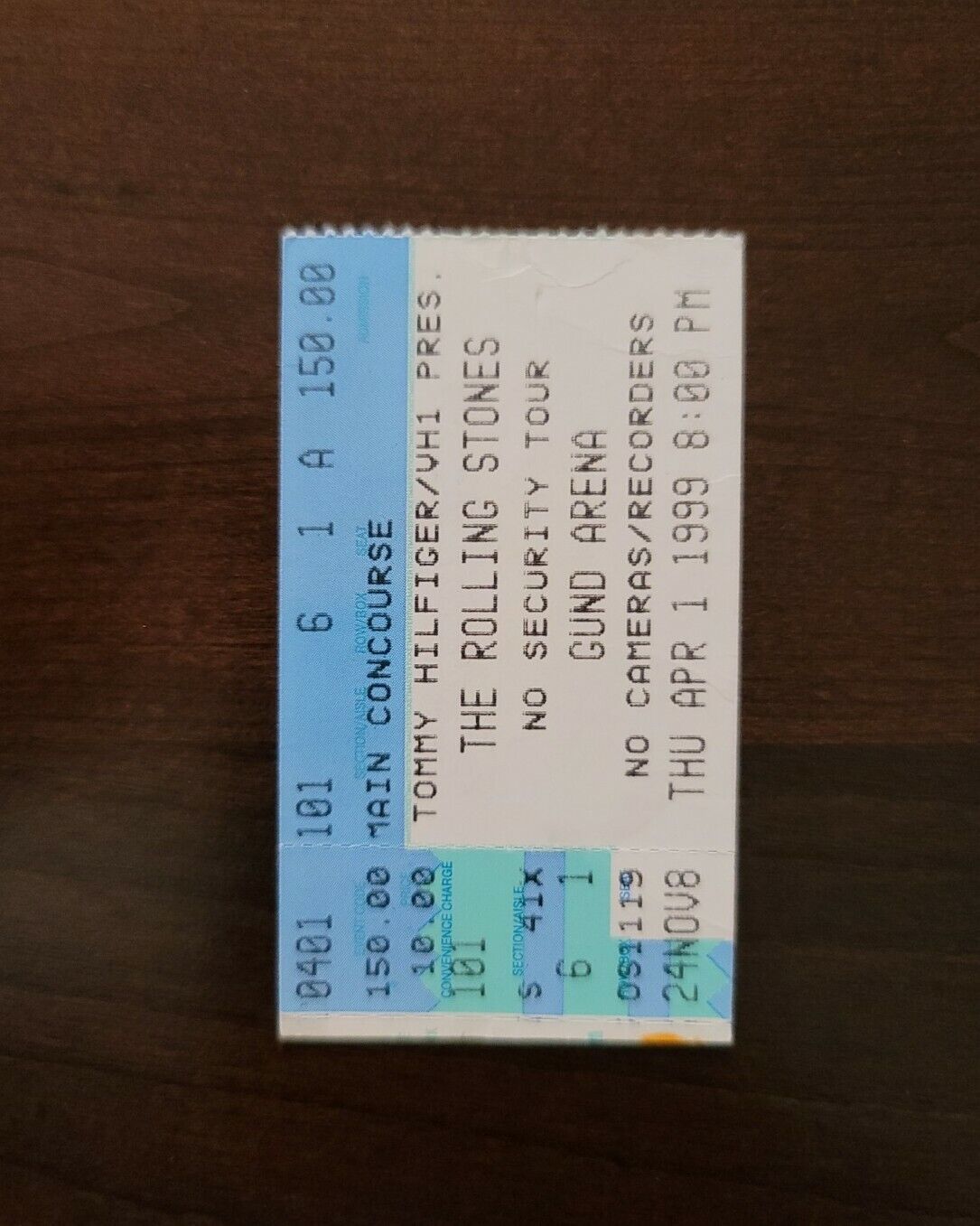 Rolling Stones 1999, Cleveland Gund Arena Original Concert Ticket Stub