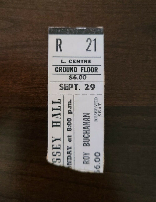 Roy Buchanan 1975, Toronto Massey Hall Original Concert Ticket Stub