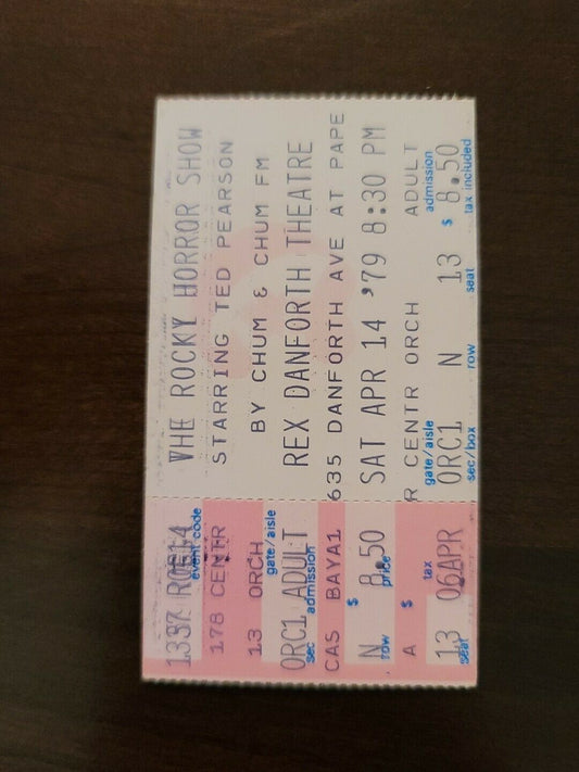 The Rocky Horror Show 1979, Toronto Rex Danforth Theatre Concert Ticket Stub
