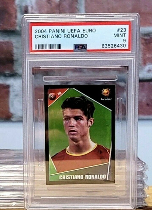 2004 Panini UEFA Cristiano Ronaldo Euro Cup Rookie Sticker Card PSA 9 - Low POP!