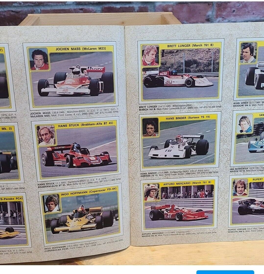 1977 Panini Super Auto Racing Sticker Album Formula 1, Indy Complete, Near Mint!