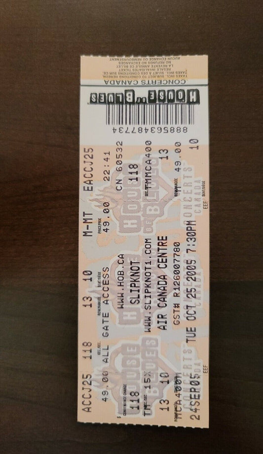 Slipknot 2005, Toronto Air Canada Centre Original Concert Ticket Stub