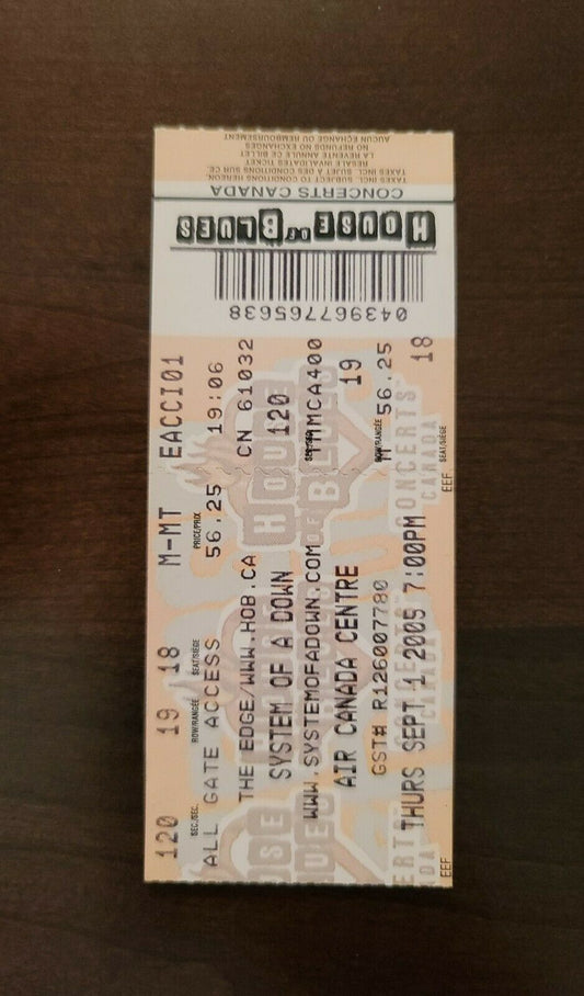 System Of A Down 2009, Toronto Air Canada Centre Original Concert Ticket Stub