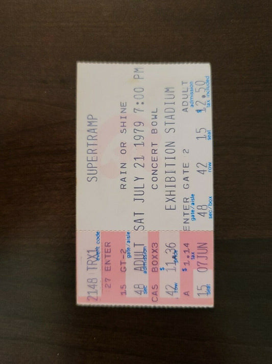 Supertramp 1979 Toronto Exhibition Stadium Original Concert Ticket Stub