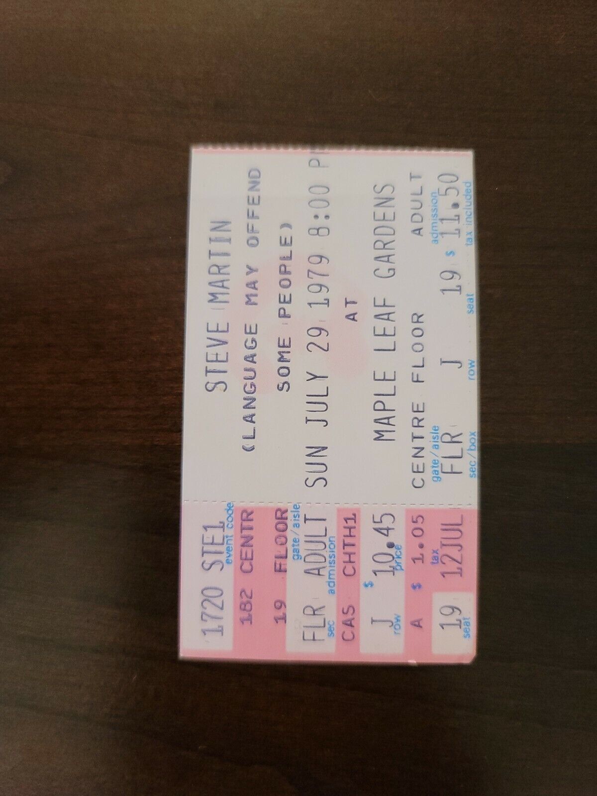 Steve Martin 1979, Toronto Maple Leaf Gardens Original Concert Ticket Stub